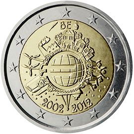 10 anni di banconote e monete in euro - Belgio 2012