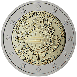 10 anni di banconote e monete in euro - Germania 2012