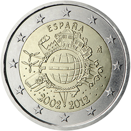 10 anni di banconote e monete in euro - Spagna 2012