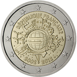 10 anni di banconote e monete in euro - Francia 2012