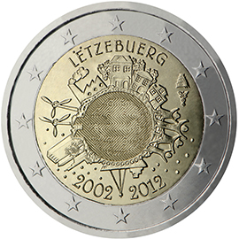 10 anni di banconote e monete in euro - Lussemburgo 2012