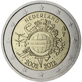 10 anni di banconote e monete in euro - Paesi Bassi 2012
