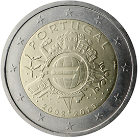 10 anni di banconote e monete in euro - Portogallo 2012