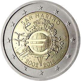 10 anni di banconote e monete in euro - San Marino 2012